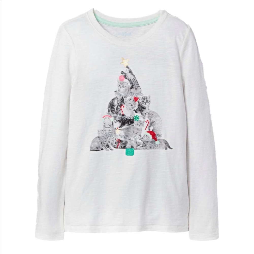Cat and Jack Cat Kitty Christmas Tree Tee Shirt
